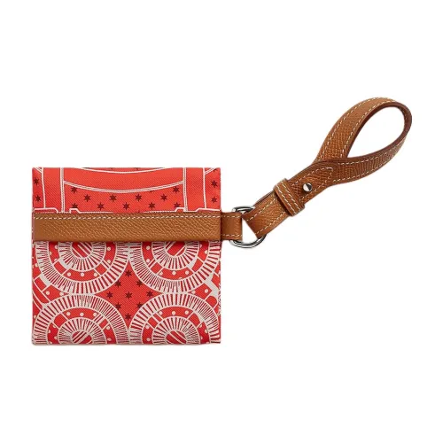 HERMES Шелк Монета Кошелек Женские Оранжевый и Золотой