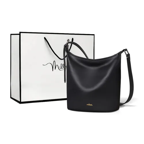 MILLIE'S Корова Кожа Ведрообразная Сумка Сумка через плечо Сумка через плечо Стандартная Женская Черная Кофейная
