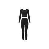 Звездообразующий черный топ с длинным рукавом + Звездообразующие черные штаны