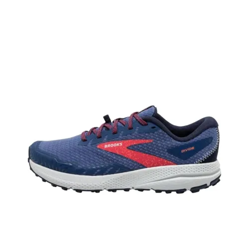 Brooks Divide Slip-Resistant Abrasion-Resistant Low-Top Trail Running Shoes Women's Blue Red Брэдс Брукс Дивайд Слип-Резистент Абразион-Резистент Низкие Кроссовки для Беговых Пути Женские Синий Красный