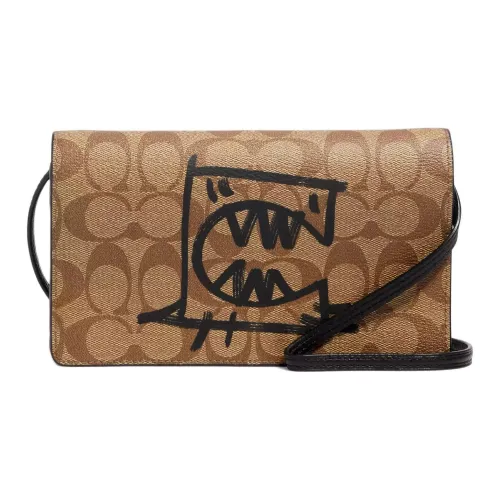 COACH Anna ПВХ Сумка через плечо Женская Черная Коричневая