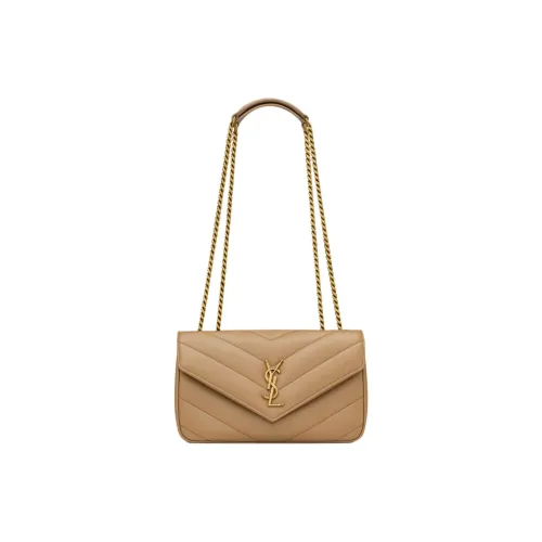 SAINT LAURENT LOULOU Овчина Сумка Сумка через плечо Маленькая Женская Коричневая