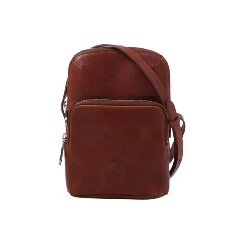 Il Bisonte Сумка через плечо из кожи мужская красного цвета коричневый