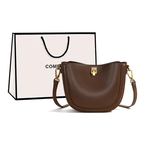 COMELY Коровья кожа с синтетической кожей седло сумка через плечо маленькая женская кофе молочно-чайный черный