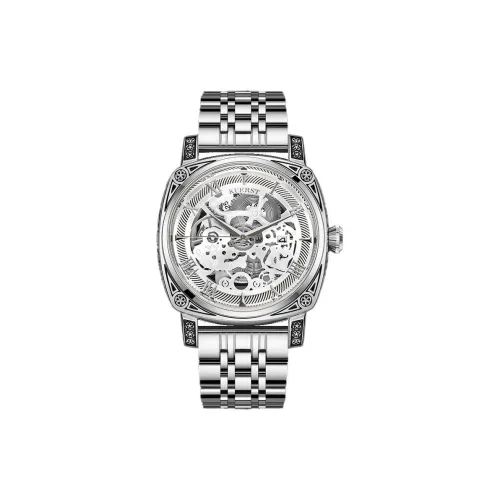 KUERST Кварцевый механизм стальной ремешок мужские часы циферблат с открытым механизмом