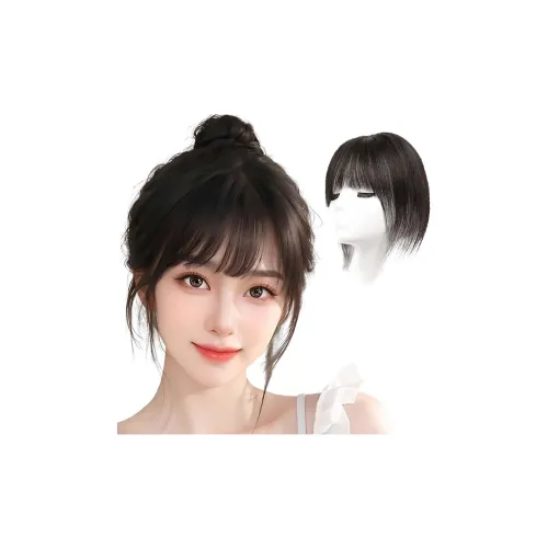 WANWANFENG Французский Liu Hai Перука LADY Человеческие Волосы Короткие Прямые Волосы