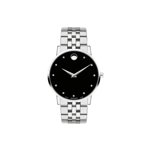 MOVADO Museum Series Кварцевый механизм Мужские часы Часы 40 мм Черный циферблат Корпус из нержавеющей стали Ремешок из нержавеющей стали