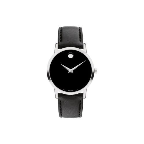 MOVADO Museum Series Кварцевый механизм Женские часы 33 мм Черный циферблат Корпус из нержавеющей стали Кожаный ремешок
