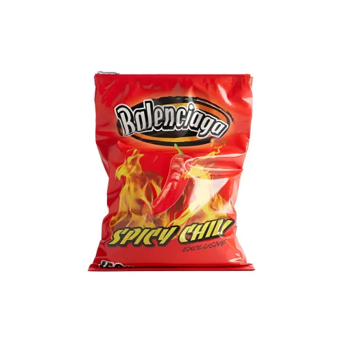 Balenciaga Гладкая отделка Телячья кожа Картофельные чипсы Сумка Клатч Женская Красная