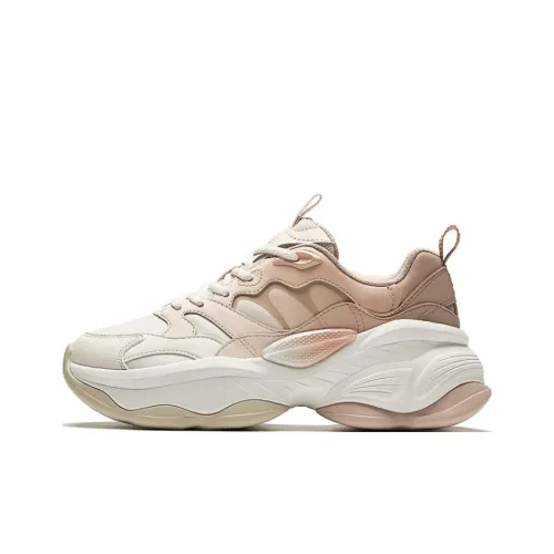 ANTA Life Collection Противоскользящий Устойчивый к истиранию Низкий Топ Кроссовки с Толстой Подошвой Женские Белый Бежевый Коричневый