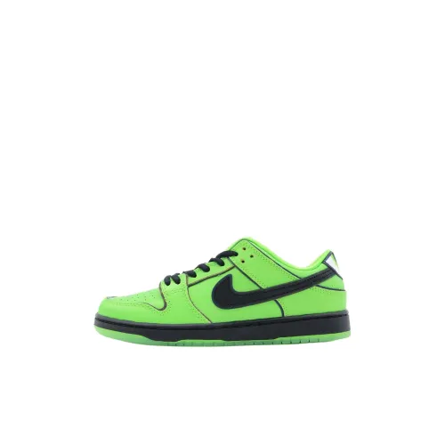 Powerpuff Girls x Nike Dunk SB Амортизация Низкий Топ Детские Скейтбординги Зеленый Черный Для детей 3-7 лет