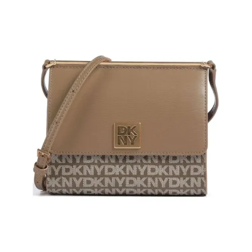 DKNY Сумка через плечо из крупнозернистой текстуры коровьей кожи женская светло-коричневая