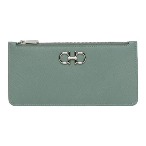 Ferragamo Gancini Hammered Телячья кожа Держатель для карт кошелек Женские Шалфейно-зеленый