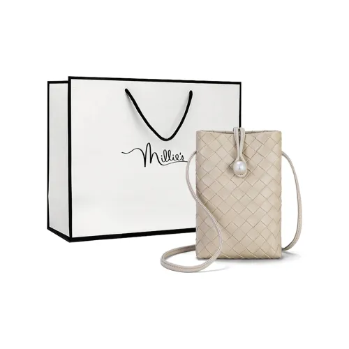 MILLIE'S Корова Кожа с Синтетической Кожей Подмышка Сумка через плечо Маленькая Женская Экрю