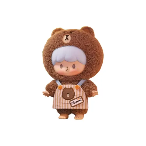 LINE FRIENDS Король Zhuo Винил Плюшевый Cartoon Cute Лицо Change Слепые коробки Один Mystery Коробка Целая коробка 4 шт