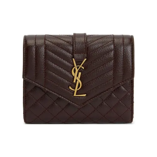 SAINT LAURENT Кошелек из коровьей кожи Мини Женский Виноградный Красный