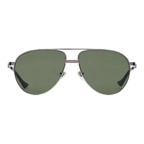 GUCCI Металл Эмаль Резина Ацетат Солнцезащитные очки Мужские Серебряный