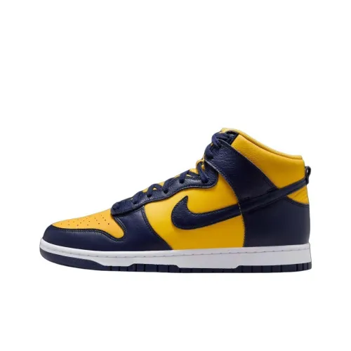 Nike Dunk High Slip-Resistant Abrasion-Resistant High Top Skateboard Shoes Unisex Blue Yellow Найк Dunk High противоскользящие устойчивые к истиранию высокие топы кроссовки для скейтбординга унисекс синий желтый