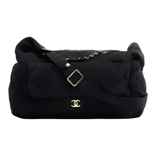 CHANEL Велюр Сумка через плечо Большая Женская Черная