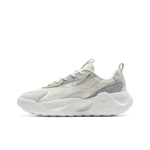 XTEP Star Meteorite Lite Slip-resistant Abrasion-resistant Low Top Footwear Women's White Gray XTEP Star Meteorite Lite Противоскользящий Устойчивый к истиранию Низкий Топ Обувь Женская Белый Серый