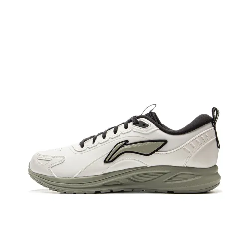 LiNing Shock Absorbers Slip-Resistant Abrasion-Resistant Low Top Casual Running Shoes Men's Beige Black Green