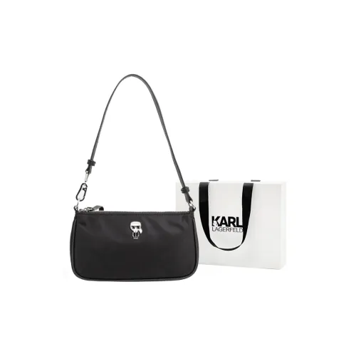 Karl Lagerfeld Нейлон с лицевой коровьей кожей Сумка Сумка через плечо Сумка через плечо Женская Черная