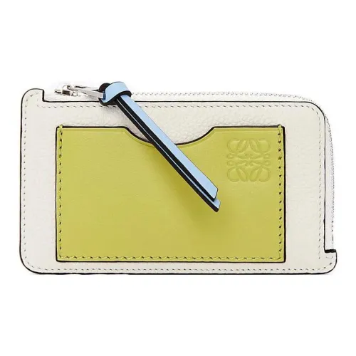 LOEWE Коровья кожа Держатель для карт Женский Мягкий Белый Лимонный Желтый