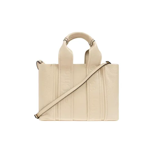 Chloe Woody Телячья кожа Сумка через плечо Сумка Маленькая Женская Кремовая