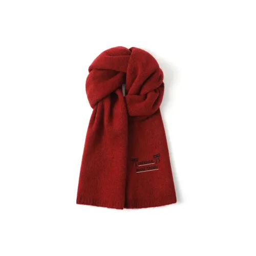 PISHUSHU Акриловые вязаные шарфы Женские Экрю Хаки Дымчатый серый Ангора красный Черный