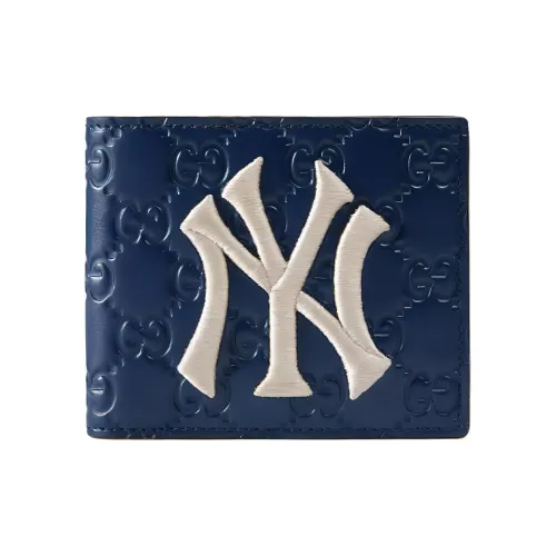 GUCCI MLB Коллаборация Кожаный держатель для карт и кошелек Мужской Синий