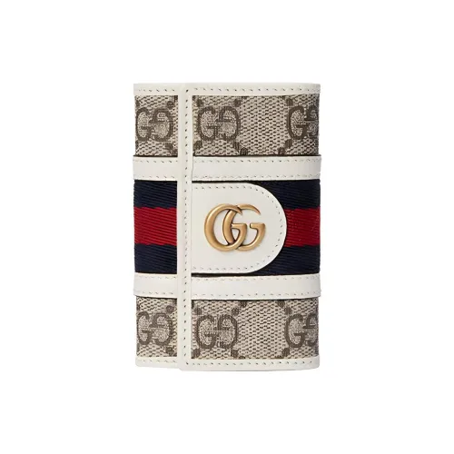 GUCCI Ophidia Холст с кожей Комбинированный Key Pouch Женские Белый Бежевый