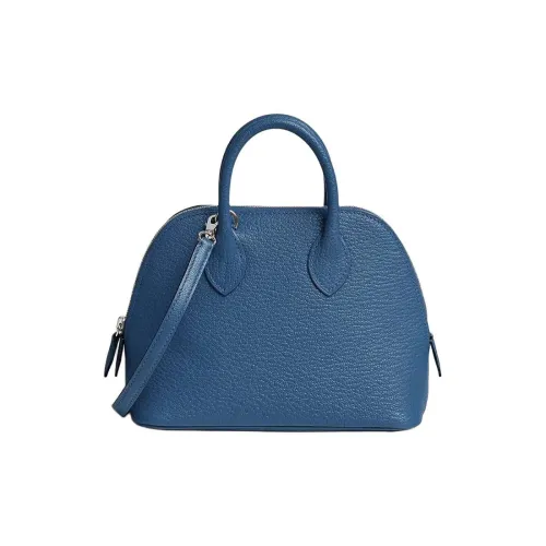 HERMES Bolide Mysore Шевро Сумка для боулинга Сумка через плечо Сумка Мини Женские K7 BLEU Obscur Темно-синий