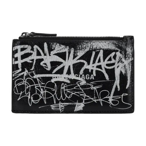 Balenciaga Cash Sheepskin Coin Wallet Card Holder Large Men's Black White Баленсиага Cash Овчина Кошелек для монет держатель для карт Большой Мужской Черный Белый