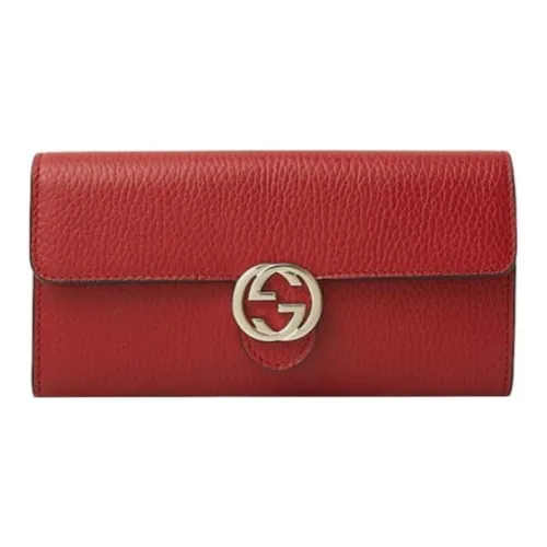 GUCCI Зернистая текстура кожа клатч кошелек женский красный