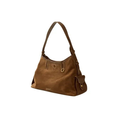 Songmont Замша Хобо Сумка Сумка через плечо Сумка на плечо Средняя Унисекс Сандаловый коричневый