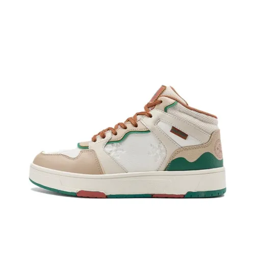 PEAK Классическое наследие Slip-resistant Abrasion-resistant High Top Скейтборд Кроссовки Женские Белые Бежевые Зеленые
