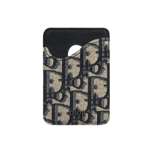 DIOR OBLIQUE Ткань с принтом крупнозернистая кожа коровы держатель для карт мужской бежевый и черный