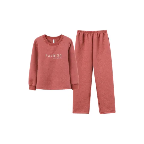 LEZIYUN Пижамный комплект женский арбузно-розовый красный