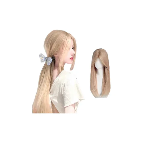 GLUNA Белый золотой Средний Часть Парики Женский Idol Элегантный Net Celebrity Style