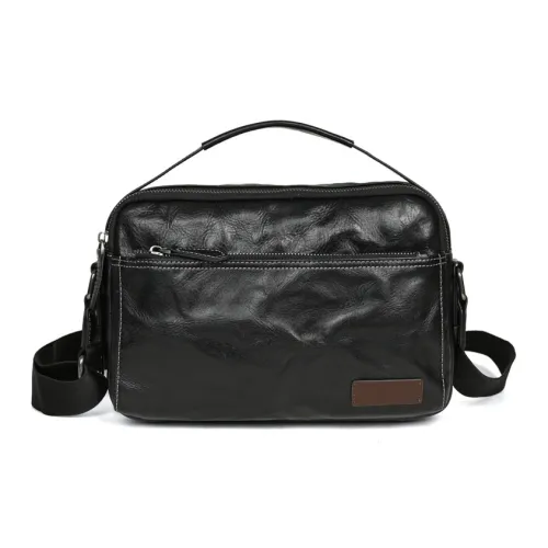 DOSRFINI Коровья кожа Через плечо Одно плечо Сумка Обычный Мужской Черный