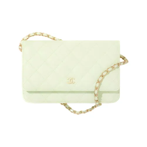 CHANEL 22c Early Spring Блестящий Телячья кожа WOC Кошелек на цепочке Сумка с клапаном Сумка через плечо Женская Авокадо-зеленый
