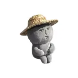 Розовый кролик серый + соломенная шляпа