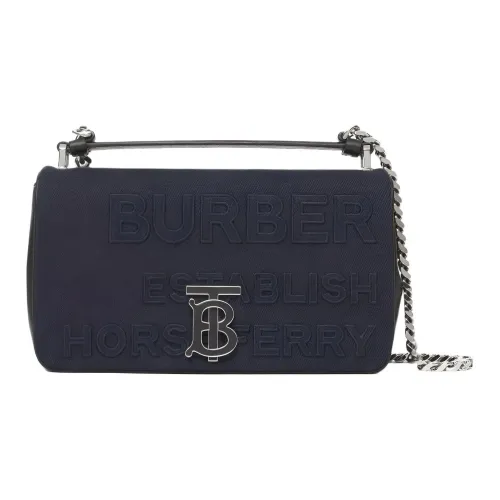 Burberry Horseferry Хлопок Лен Смесь Холст Сумка Lola Сумка Сумка через плечо Маленькая Женская Морской синий