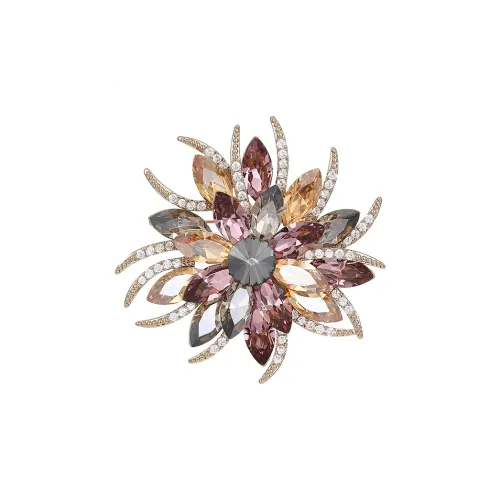 Фиолетовые синтетические кубические циркониевые брошки женские