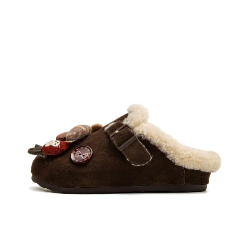 OICIRCLE Резиновая подошва устойчивая к истиранию противоскользящая домашняя тапочка женская кофейного цвета