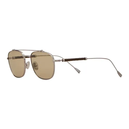 TOD'S Металл Кожа Галванизированный Круглый Солнцезащитные очки Мужской Серебряный