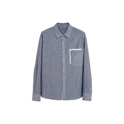 Osens Синий с Белыми Полосами Мужская Рубашка