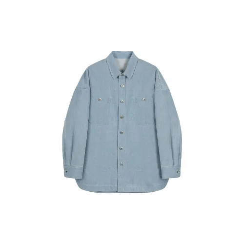 Osens Washed Light Blue Men's Shirts Osens Промытый Светло-Синий Мужские Рубашки