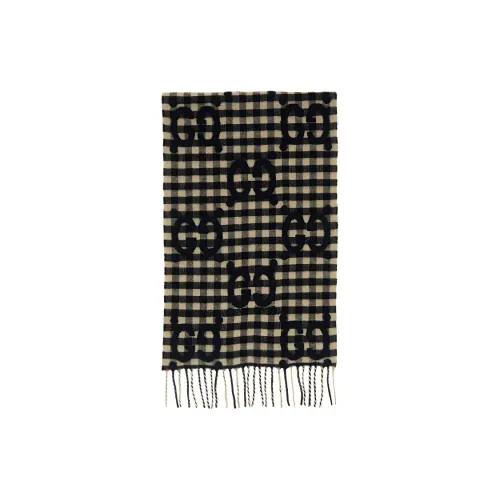 GUCCI Шерсть Вязаные Шарфы Серый Белый Мужской