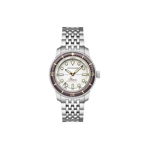 SPINNAKER Мужские часы Автоматический механический механизм Белый циферблат